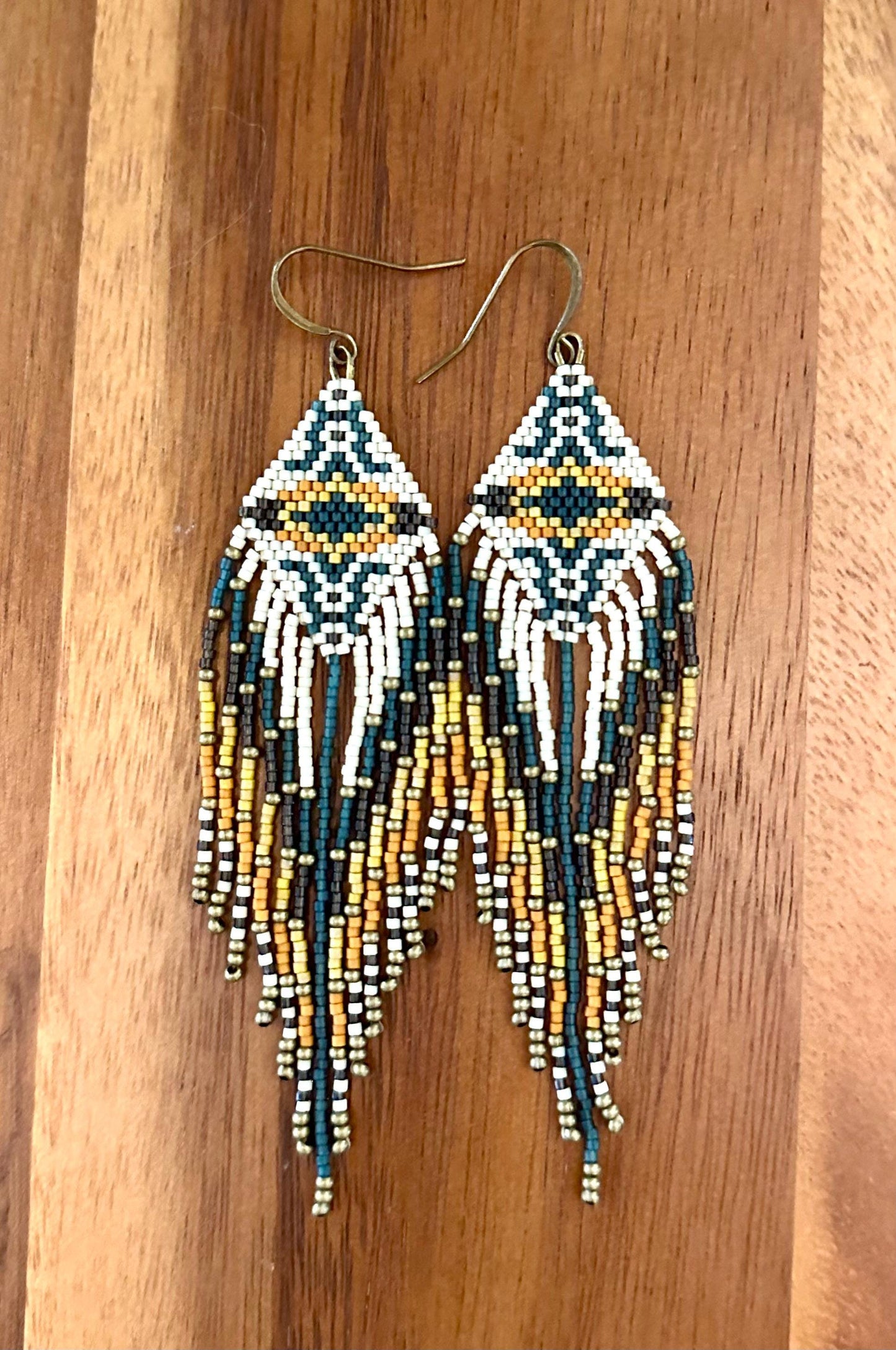 Hand-Beaded Fringe Earrings