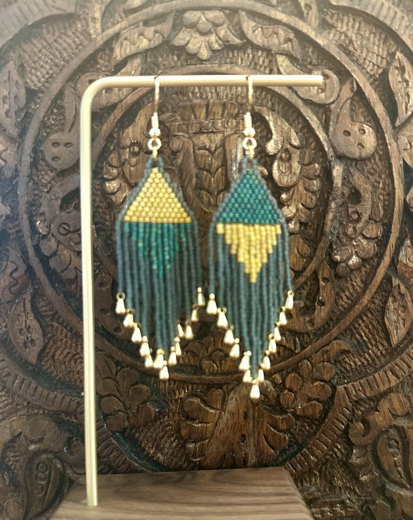 Hand-Beaded Fringe Earrings