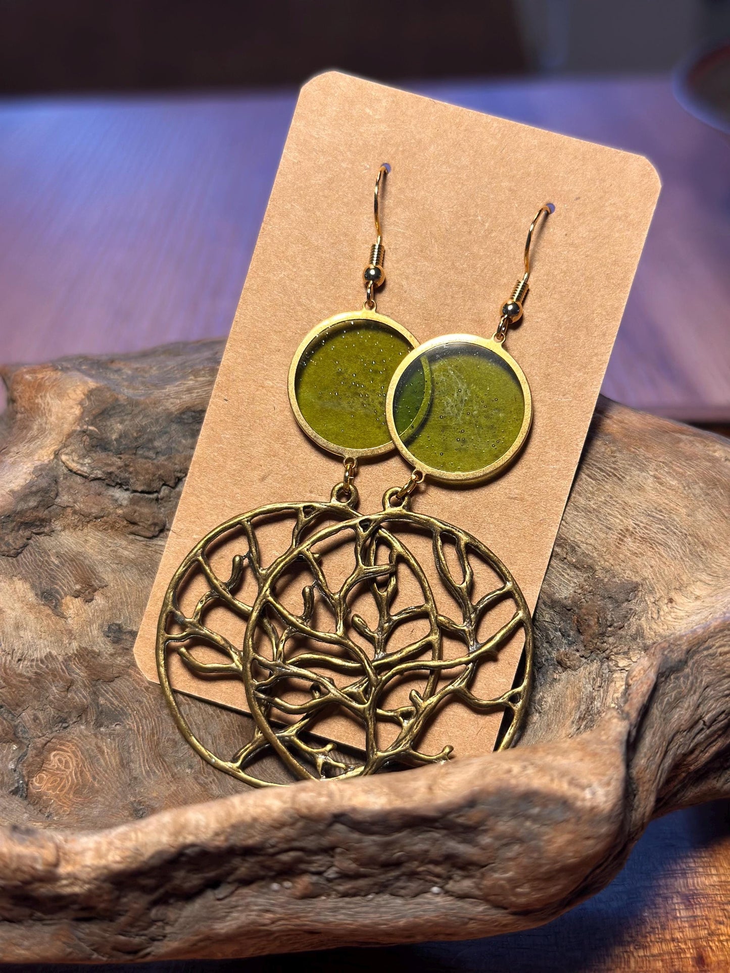Resin and beaded earrings