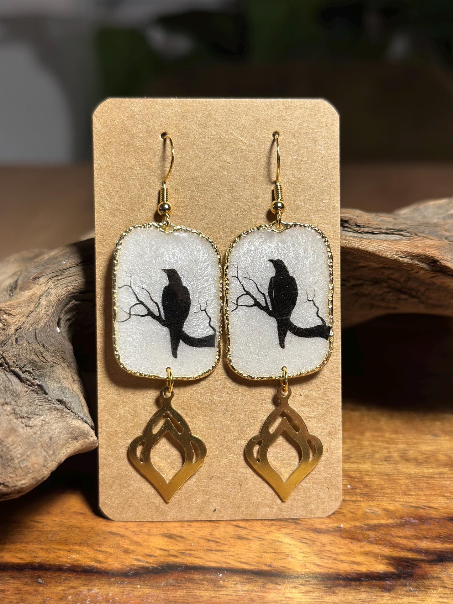 Resin and beaded earrings