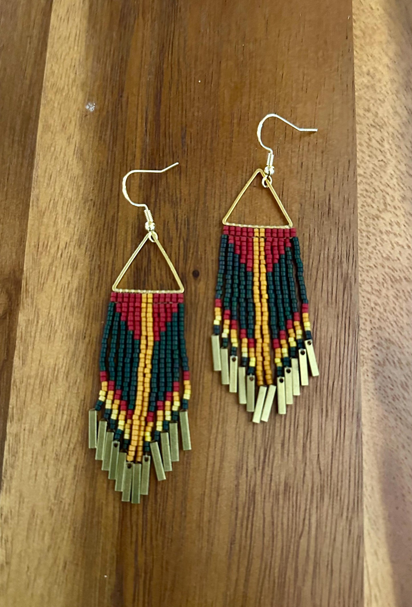 Hand-Beaded Fringe Earrings