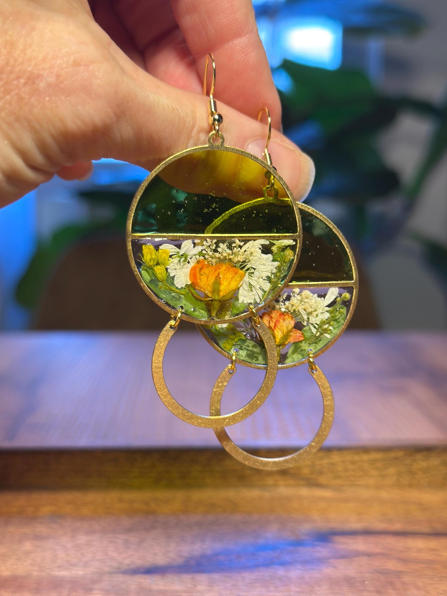 Resin and beaded earrings