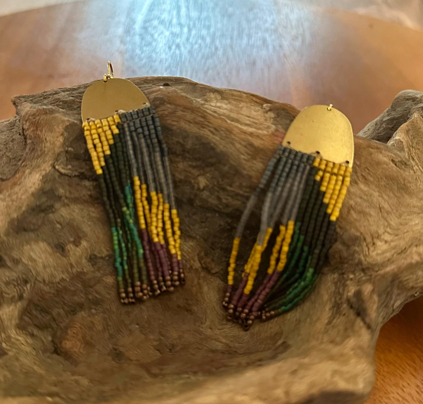 Hand-Beaded Fringe Earrings