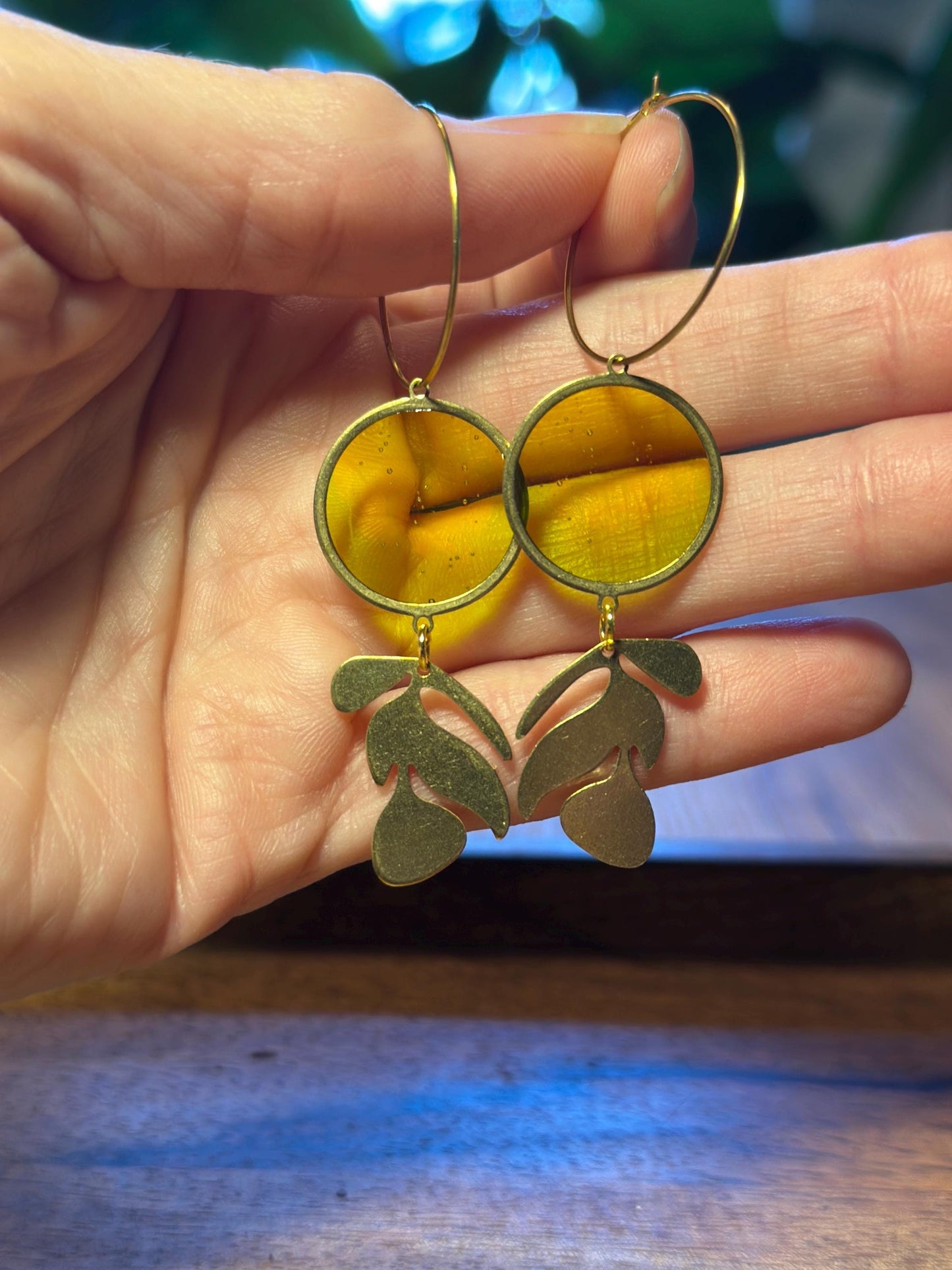 Resin and beaded earrings