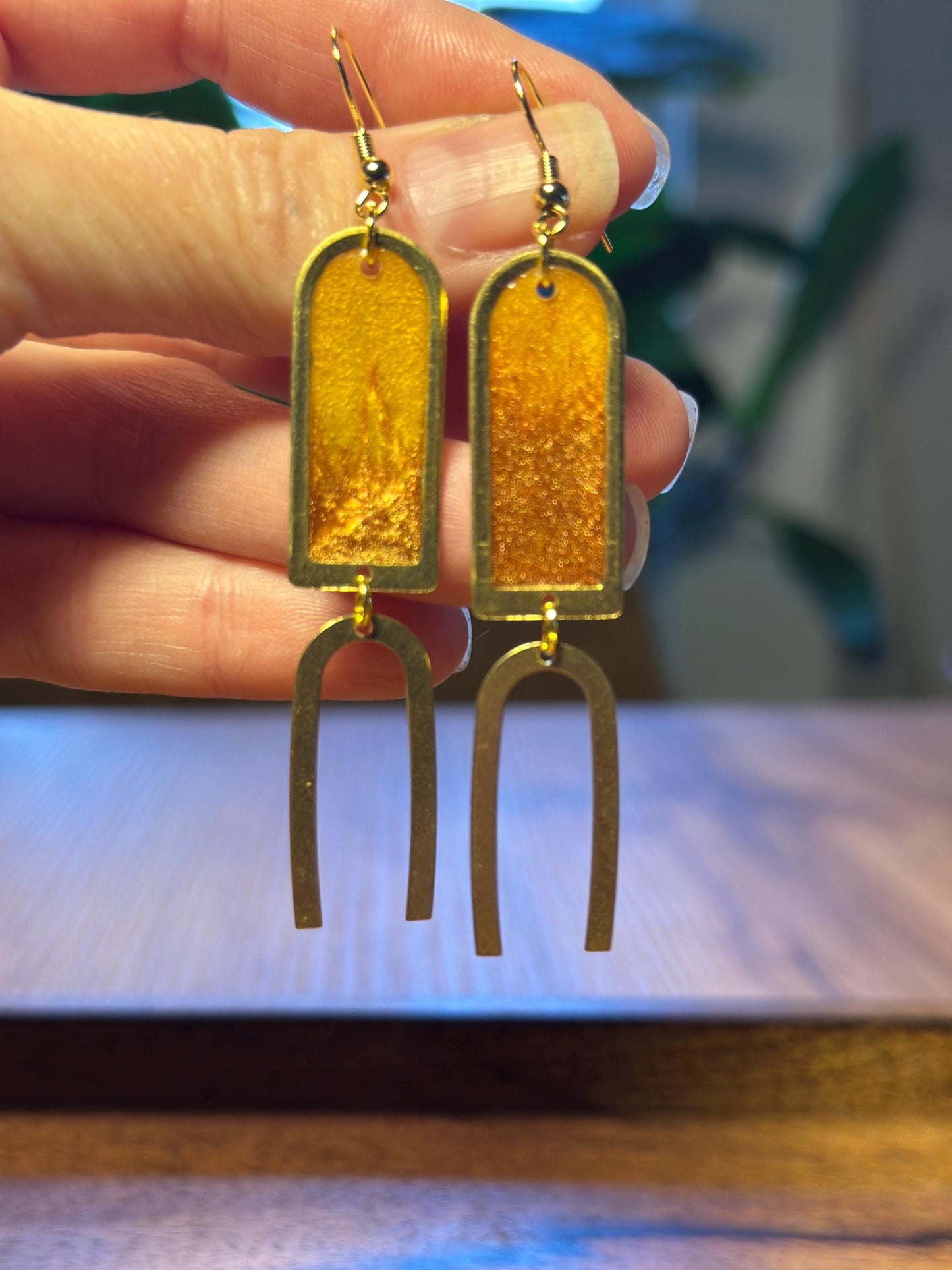 Resin and beaded earrings