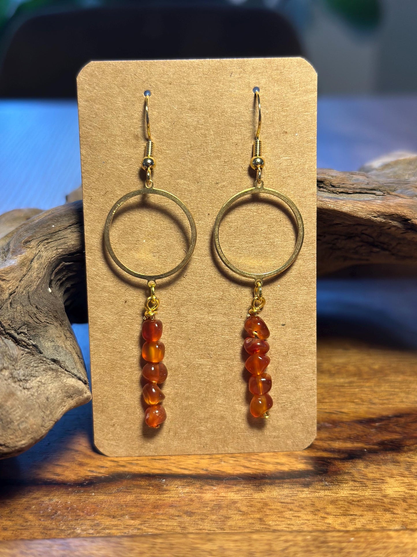 Beaded carnelian earrings