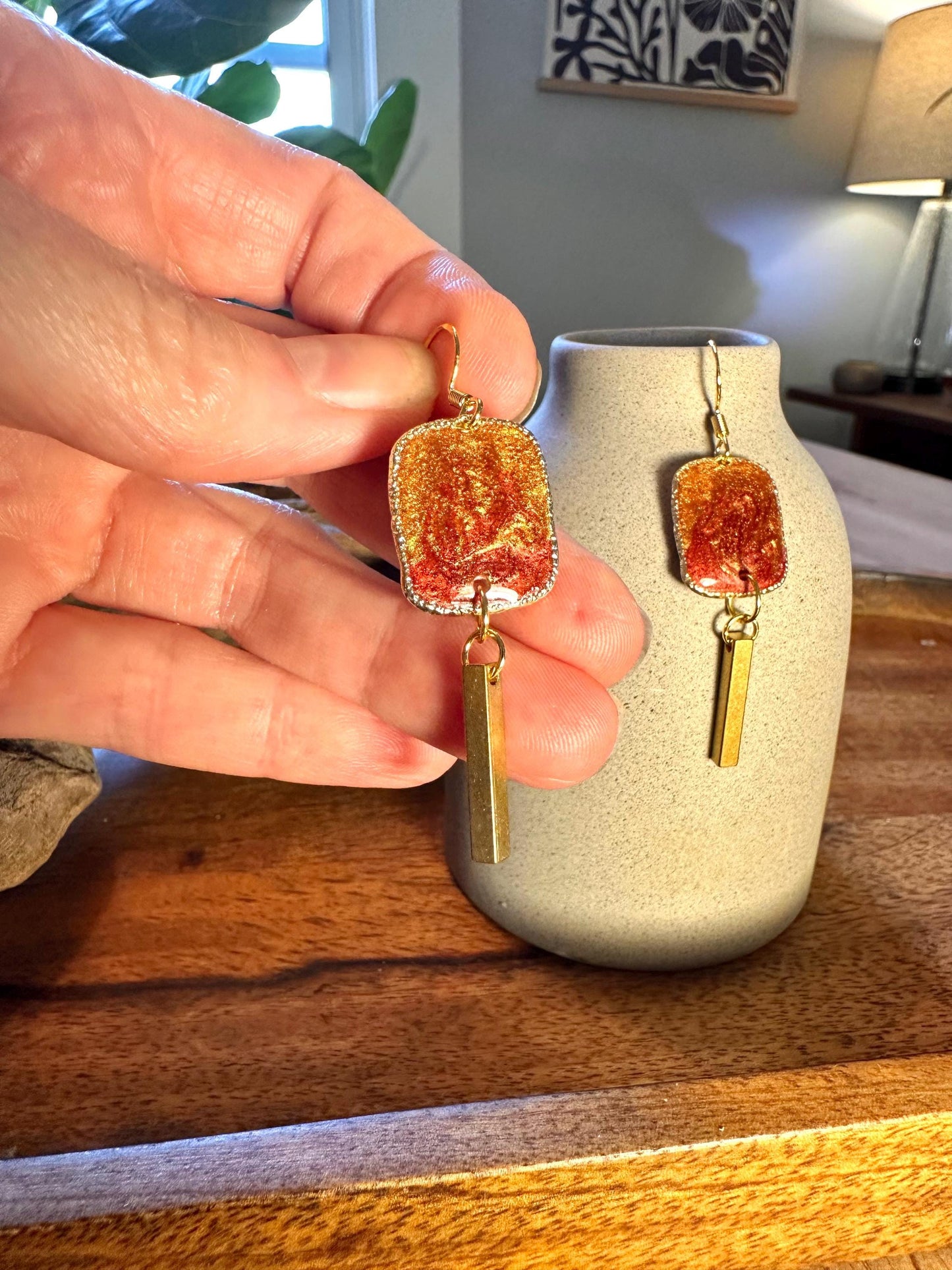 Resin and beaded earrings