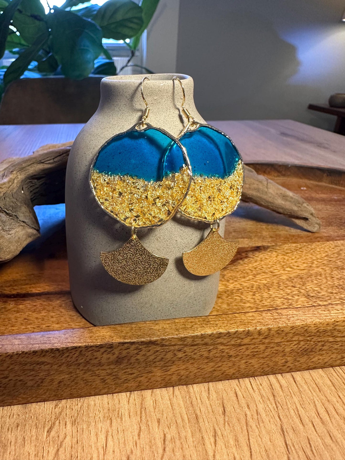 Resin and beaded earrings