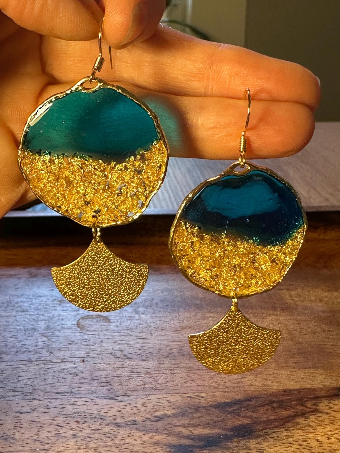 Resin and beaded earrings