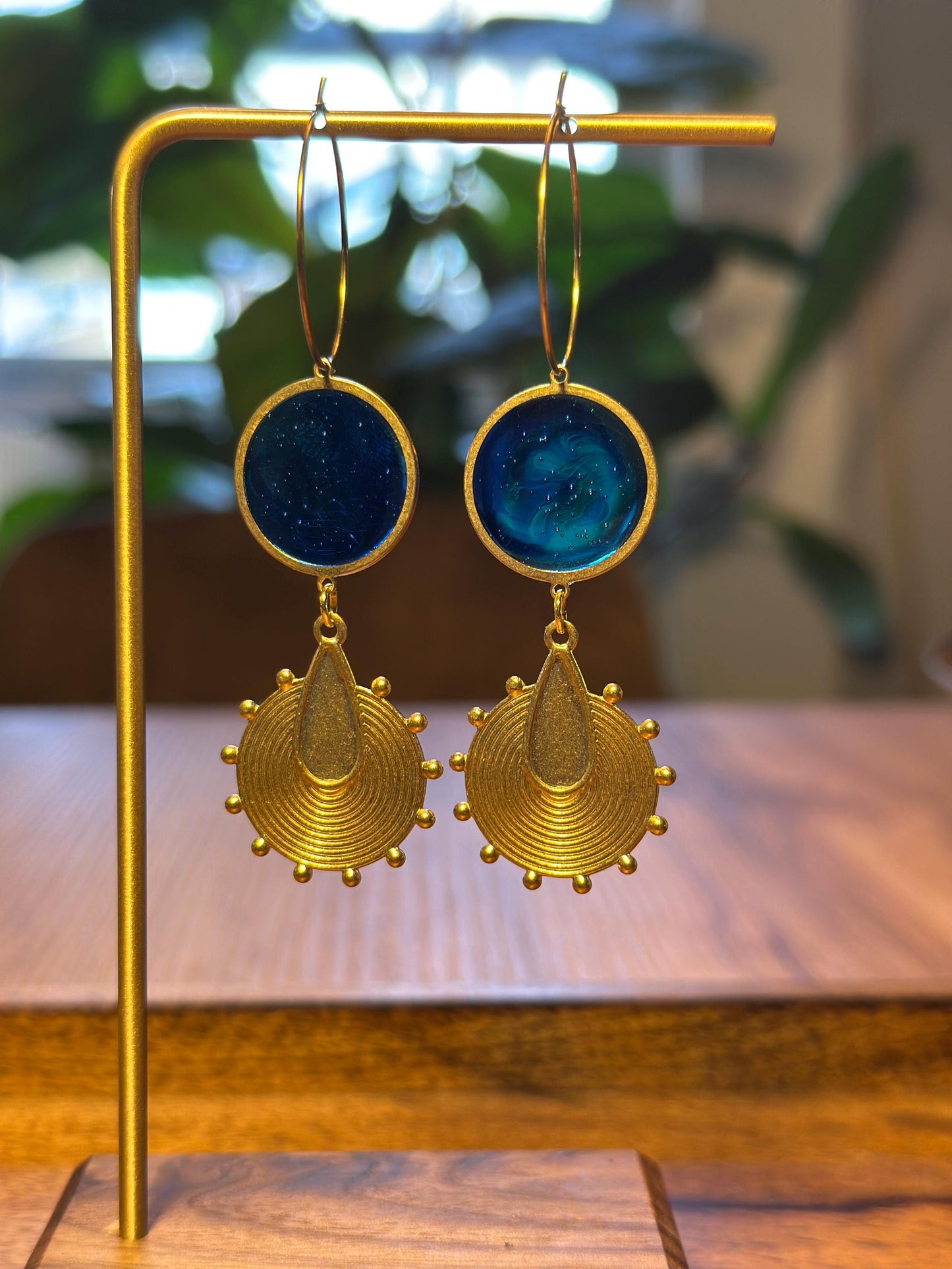 Resin and beaded earrings