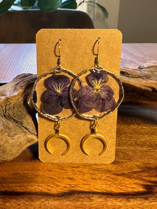 Resin and pressed flower earrings