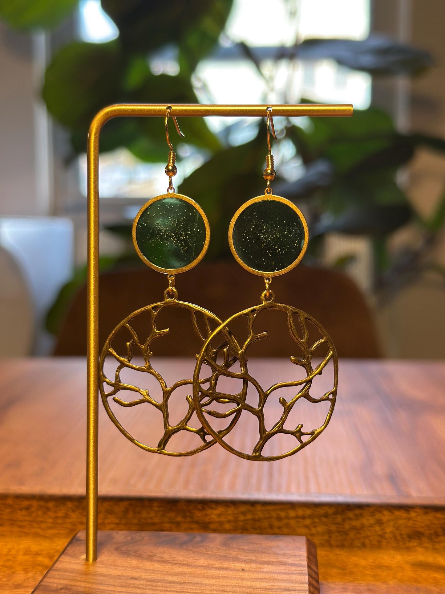 Resin and beaded earrings