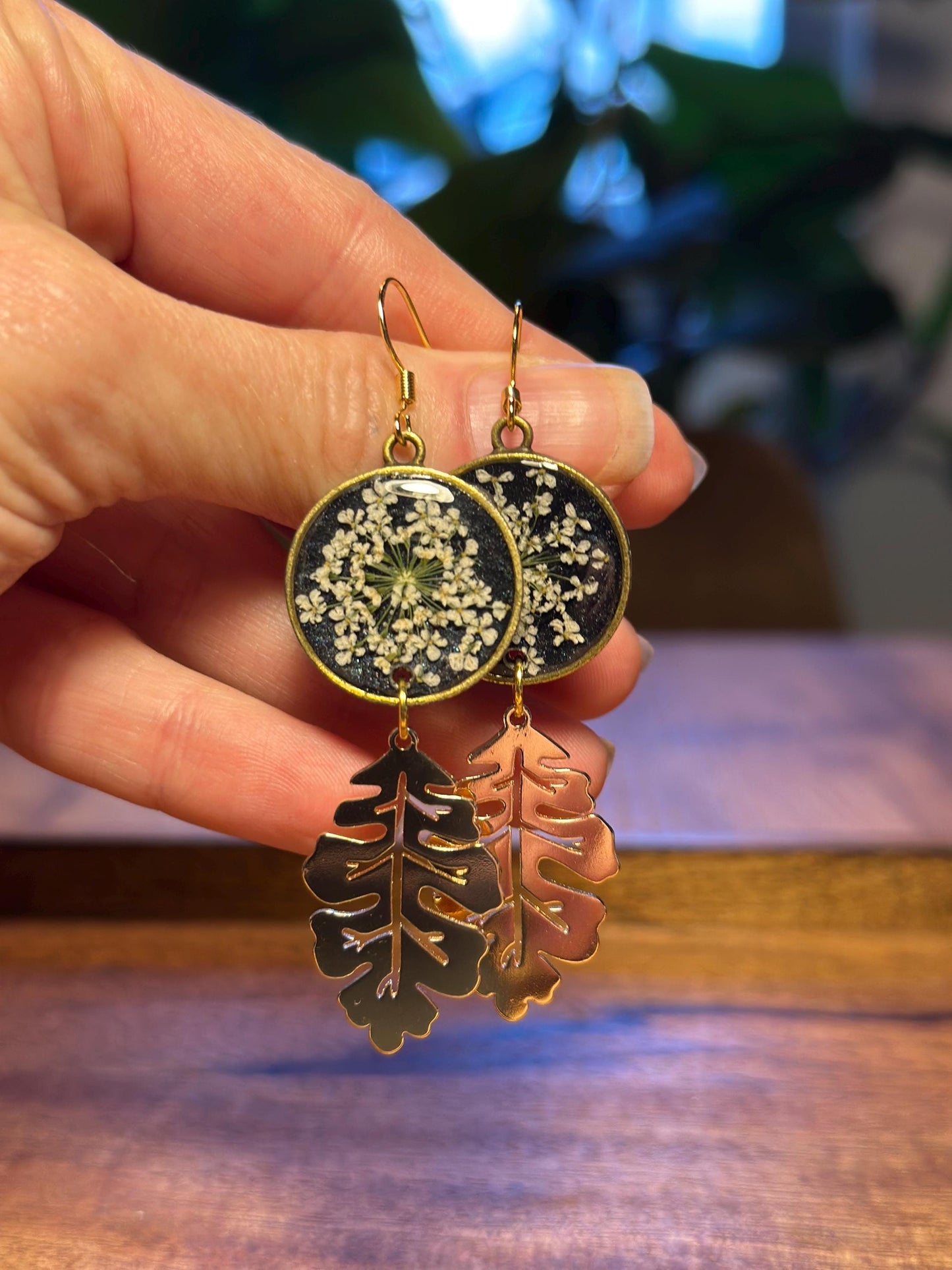 Resin and beaded earrings