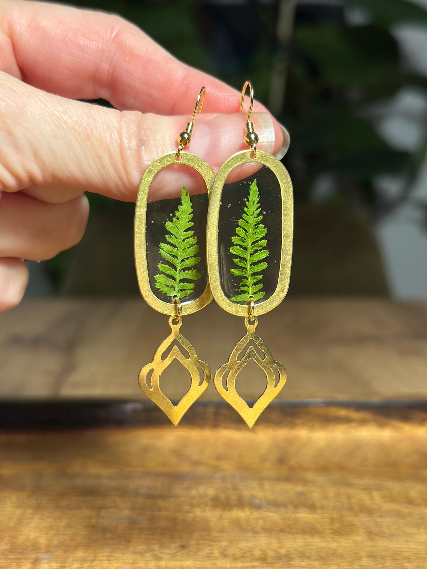 Resin and pressed flower earrings