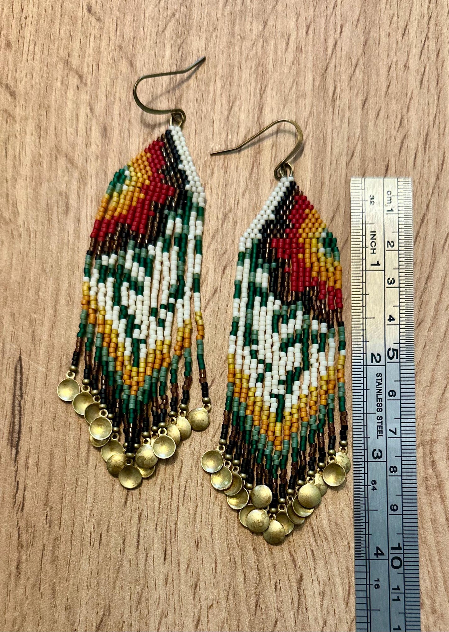 Hand-Beaded Fringe Earrings