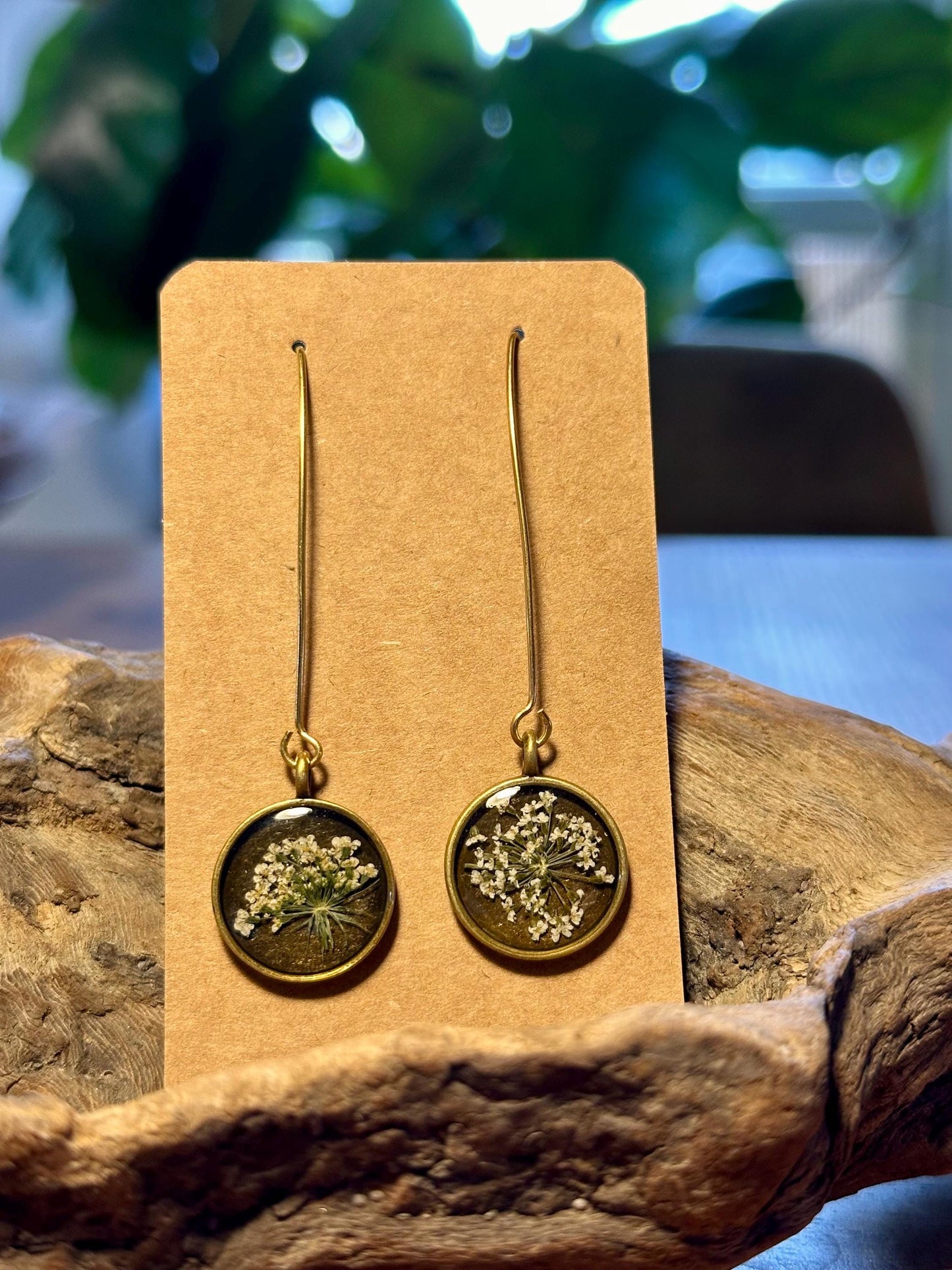 Resin and pressed flower earrings
