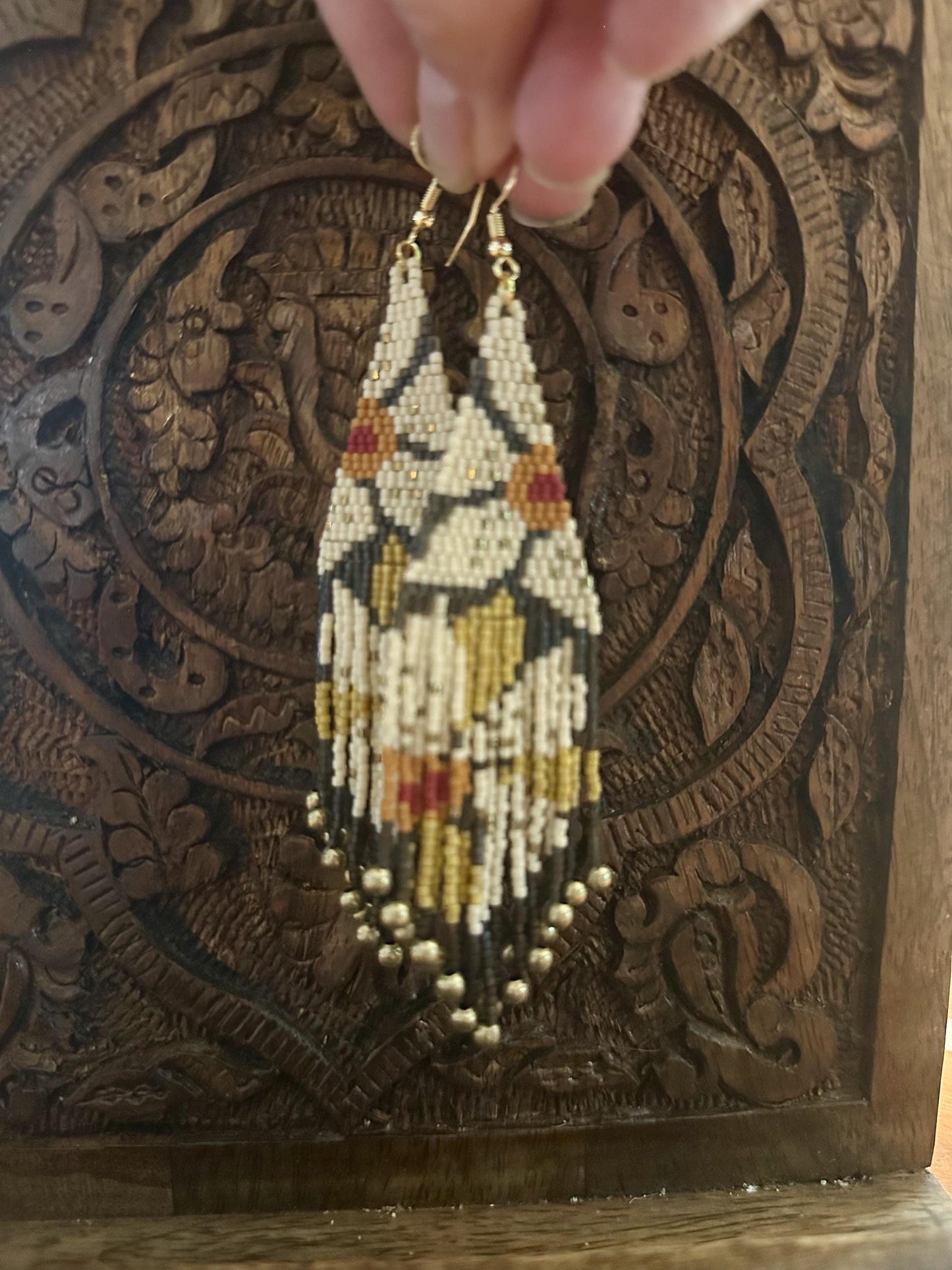 Hand-Beaded Fringe Earrings