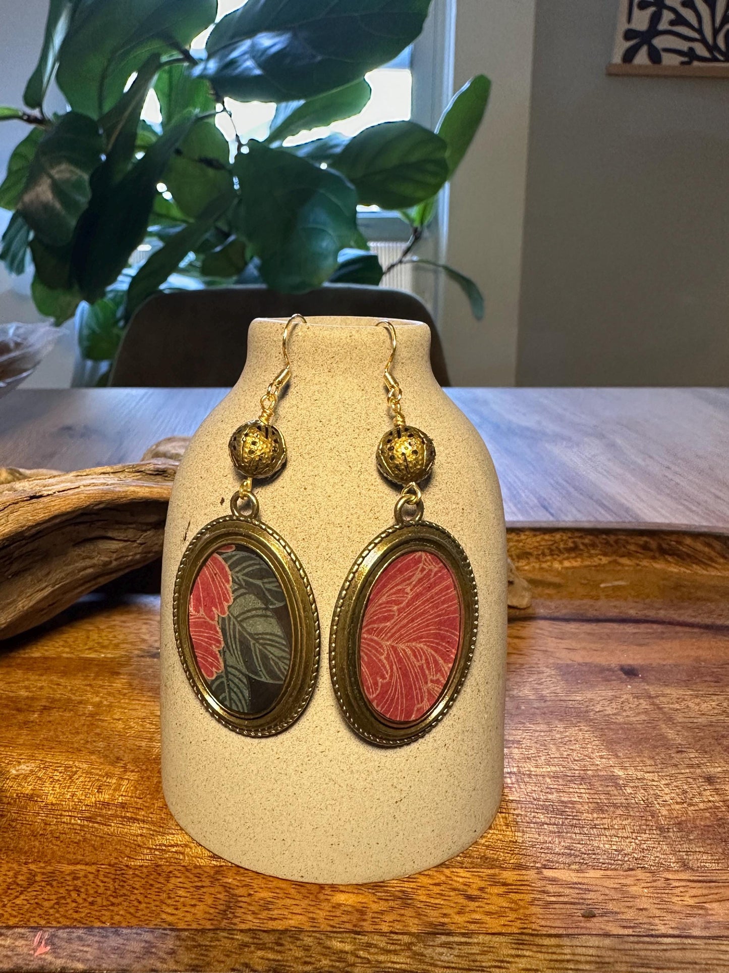Resin and beaded earrings