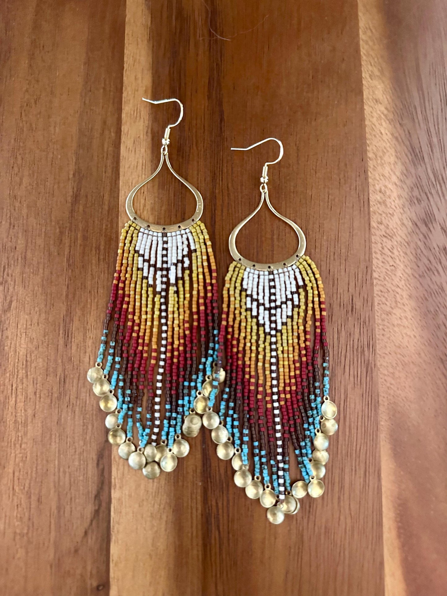 Hand-Beaded Fringe Earrings