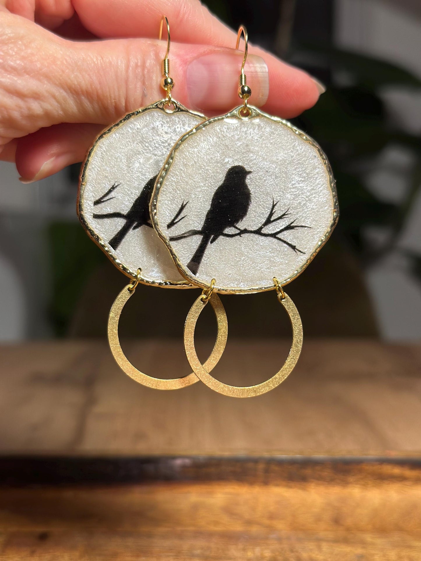 Resin and beaded earrings