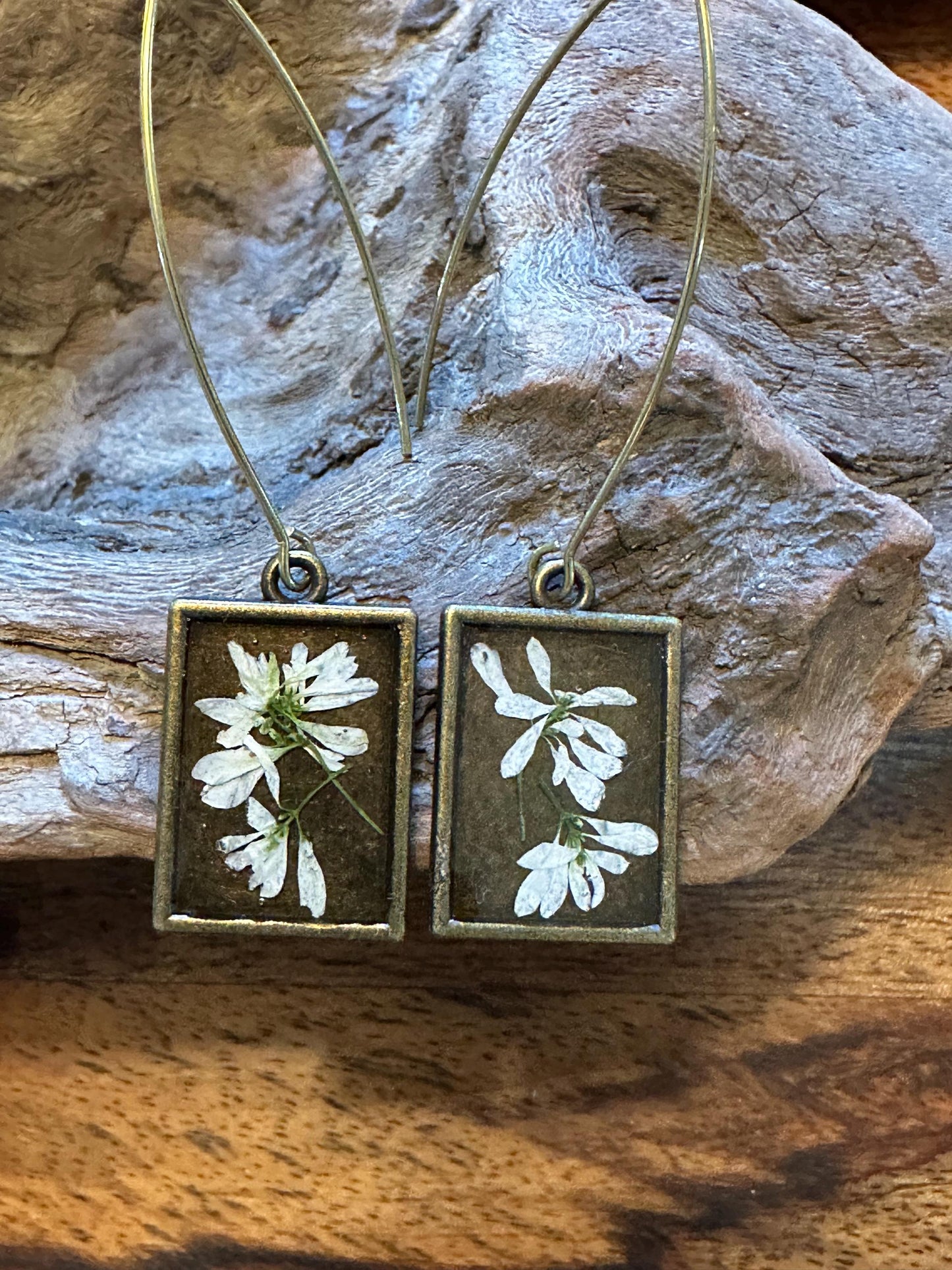 Resin and pressed flower earrings