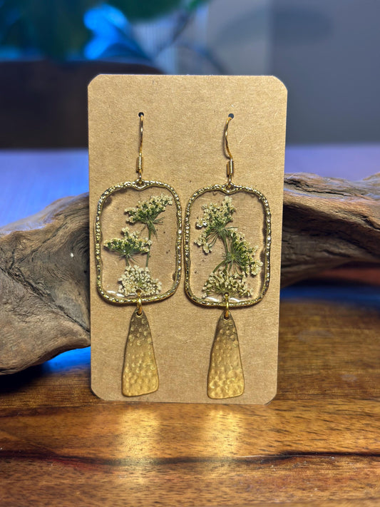 Resin and pressed flower earrings