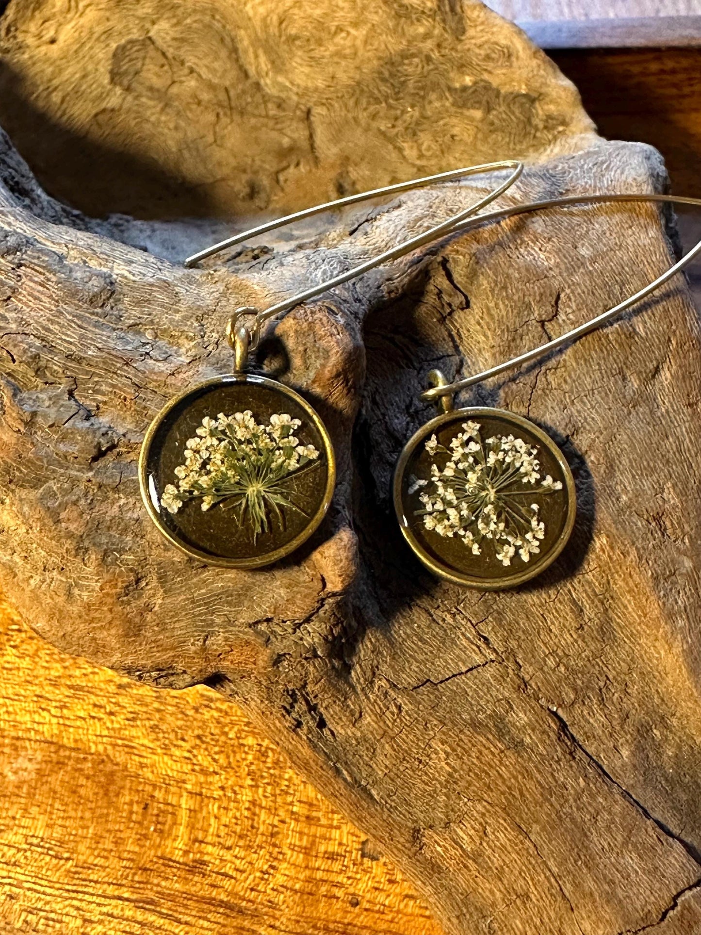 Resin and pressed flower earrings