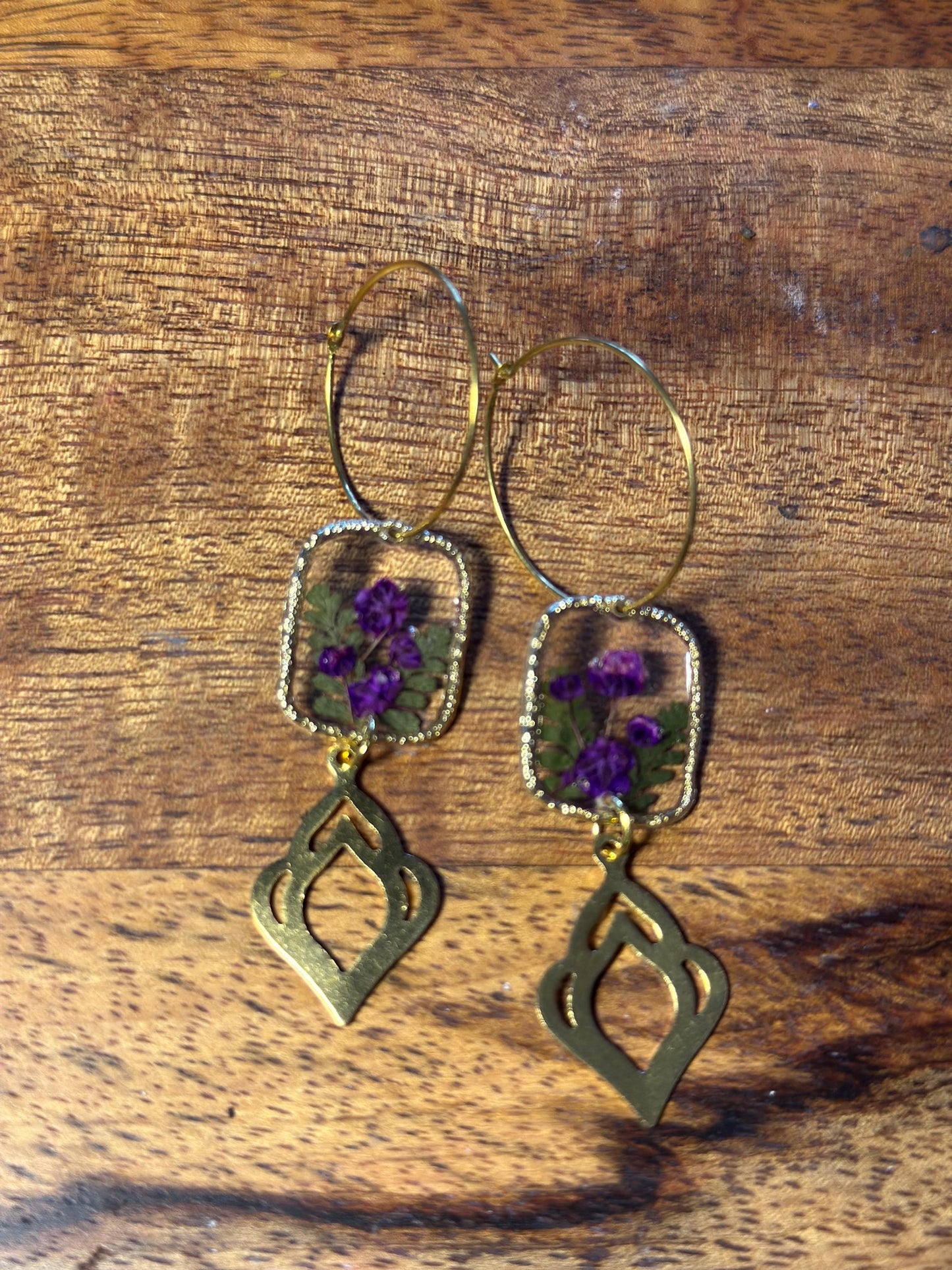 Resin and pressed flower earrings