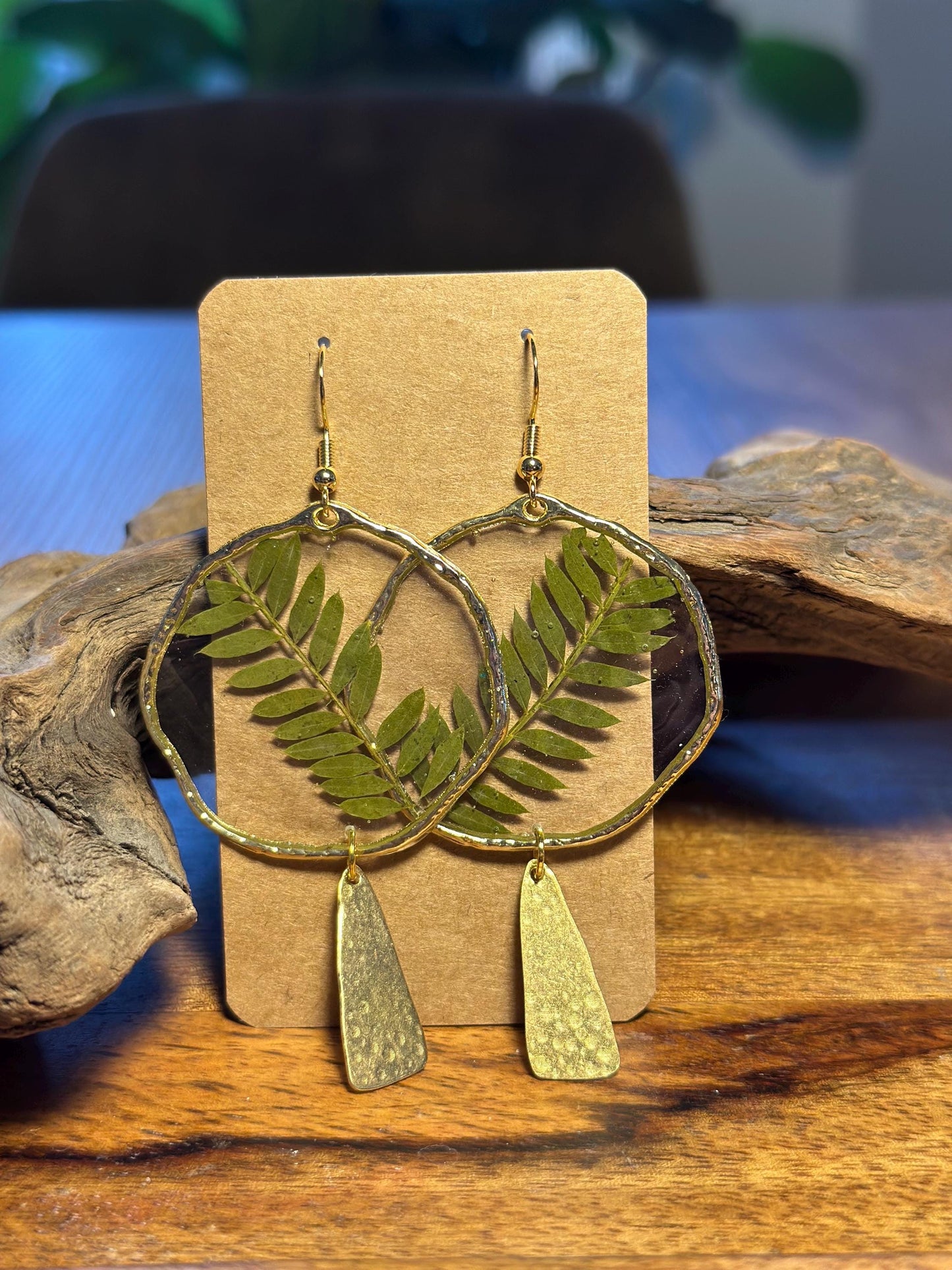Resin and pressed flower earrings