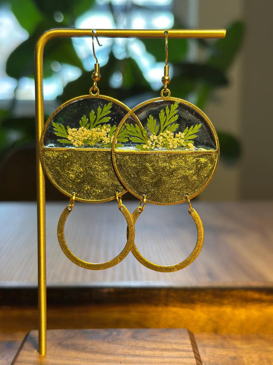 Resin and pressed flower earrings