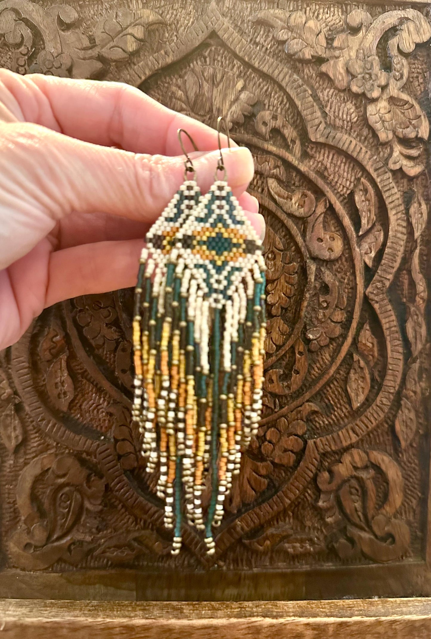 Hand-Beaded Fringe Earrings