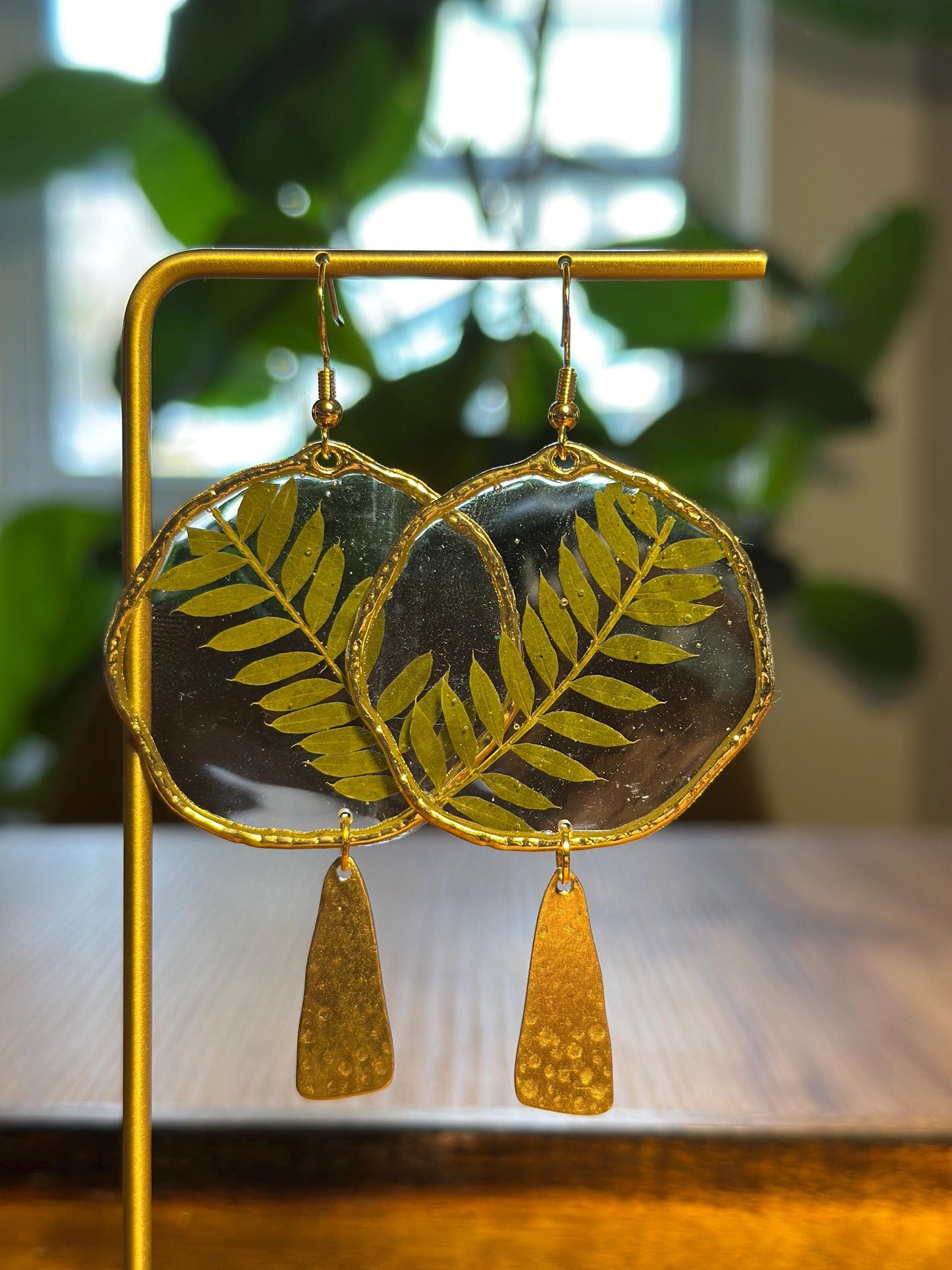Resin and pressed flower earrings