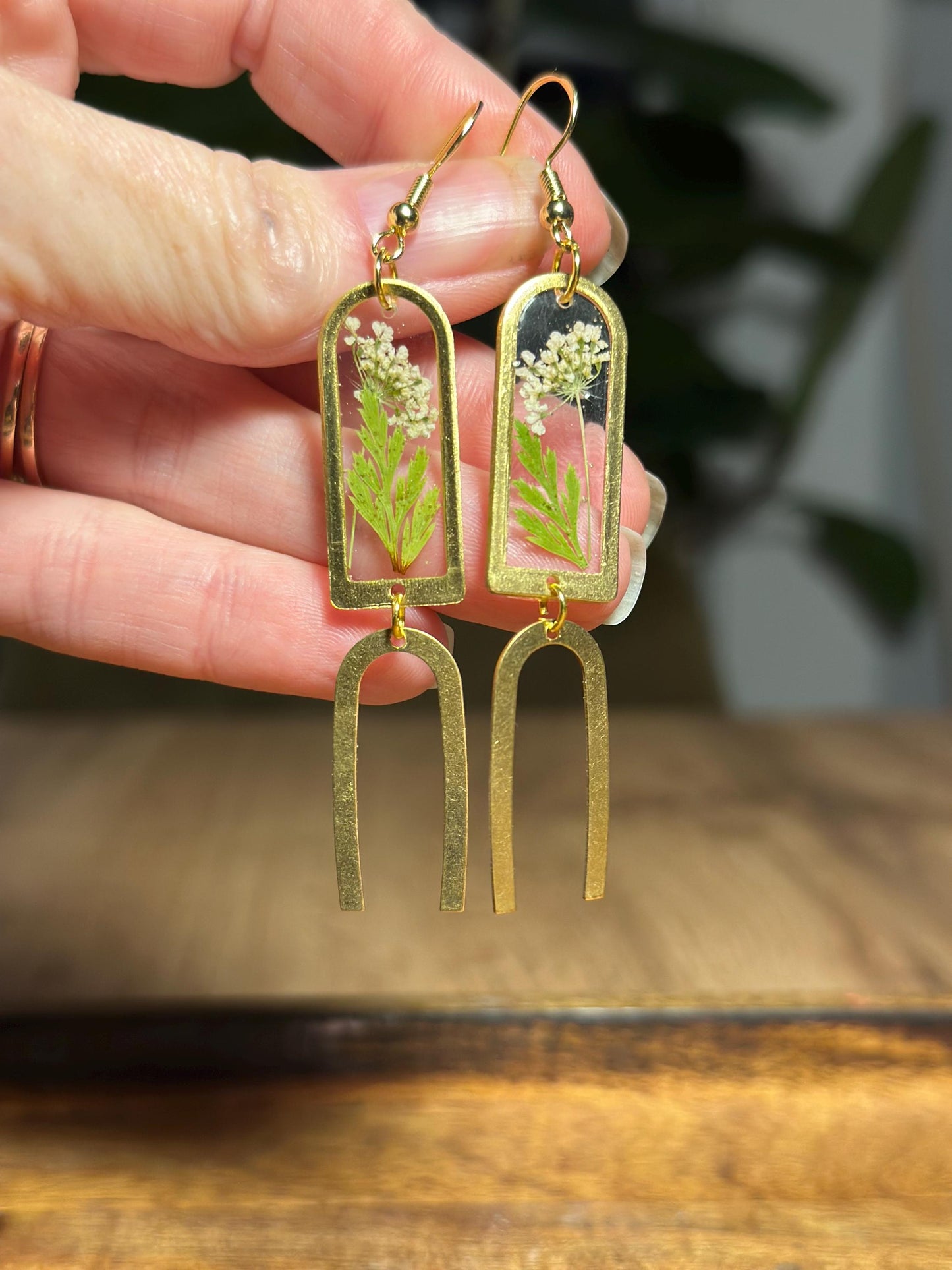 Resin and pressed flower earrings