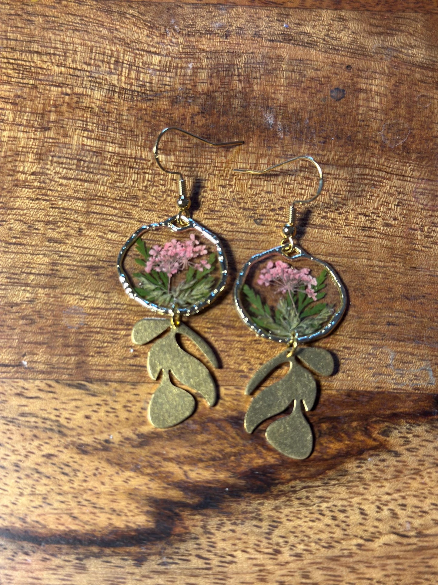 Resin and pressed flower earrings