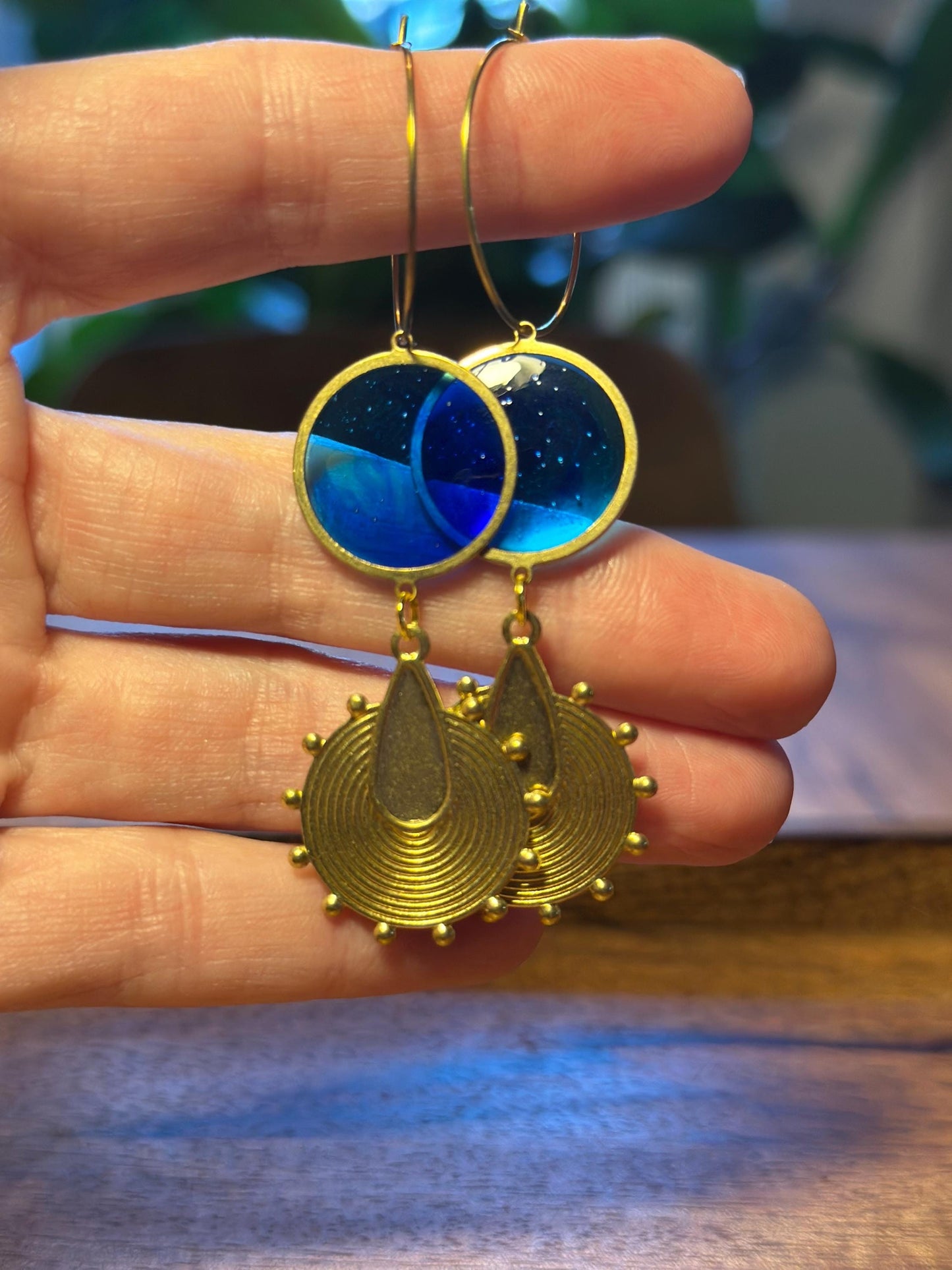 Resin and beaded earrings