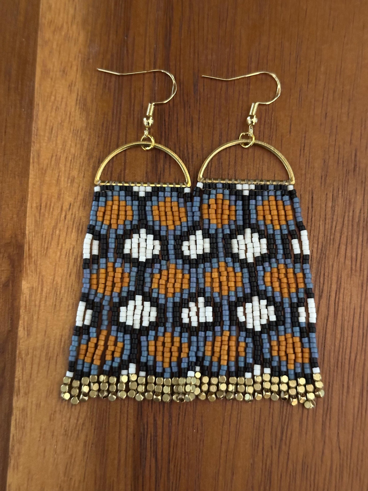 Hand-Beaded Fringe Earrings