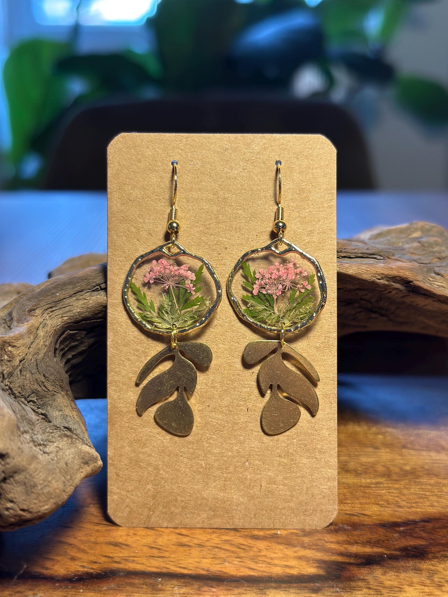 Resin and pressed flower earrings