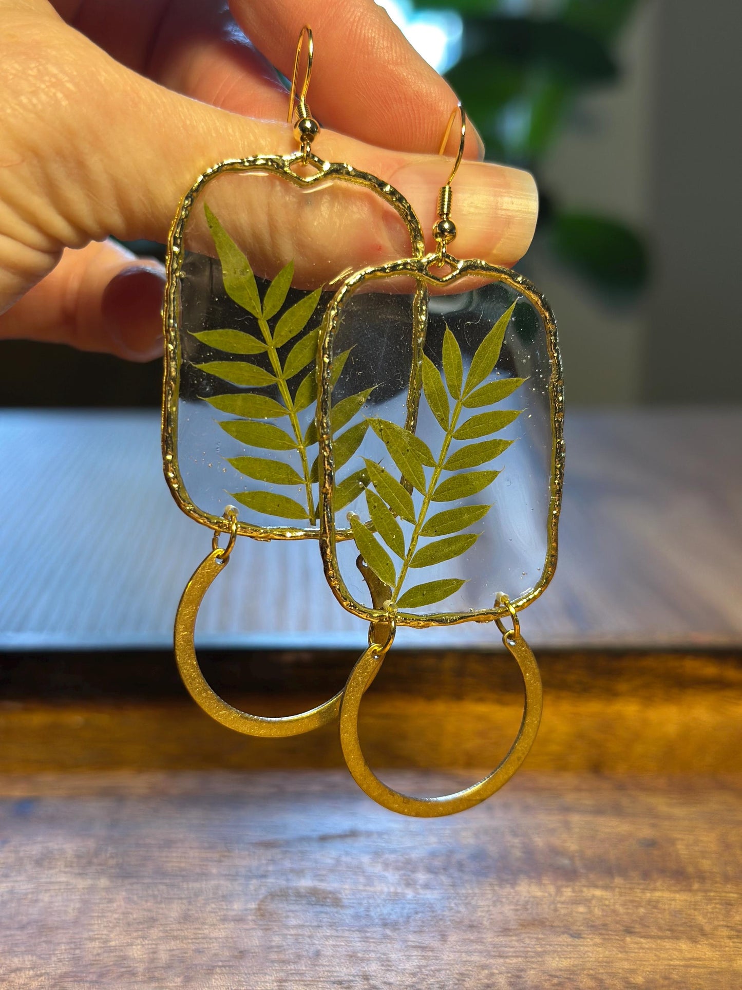 Resin and pressed flower earrings