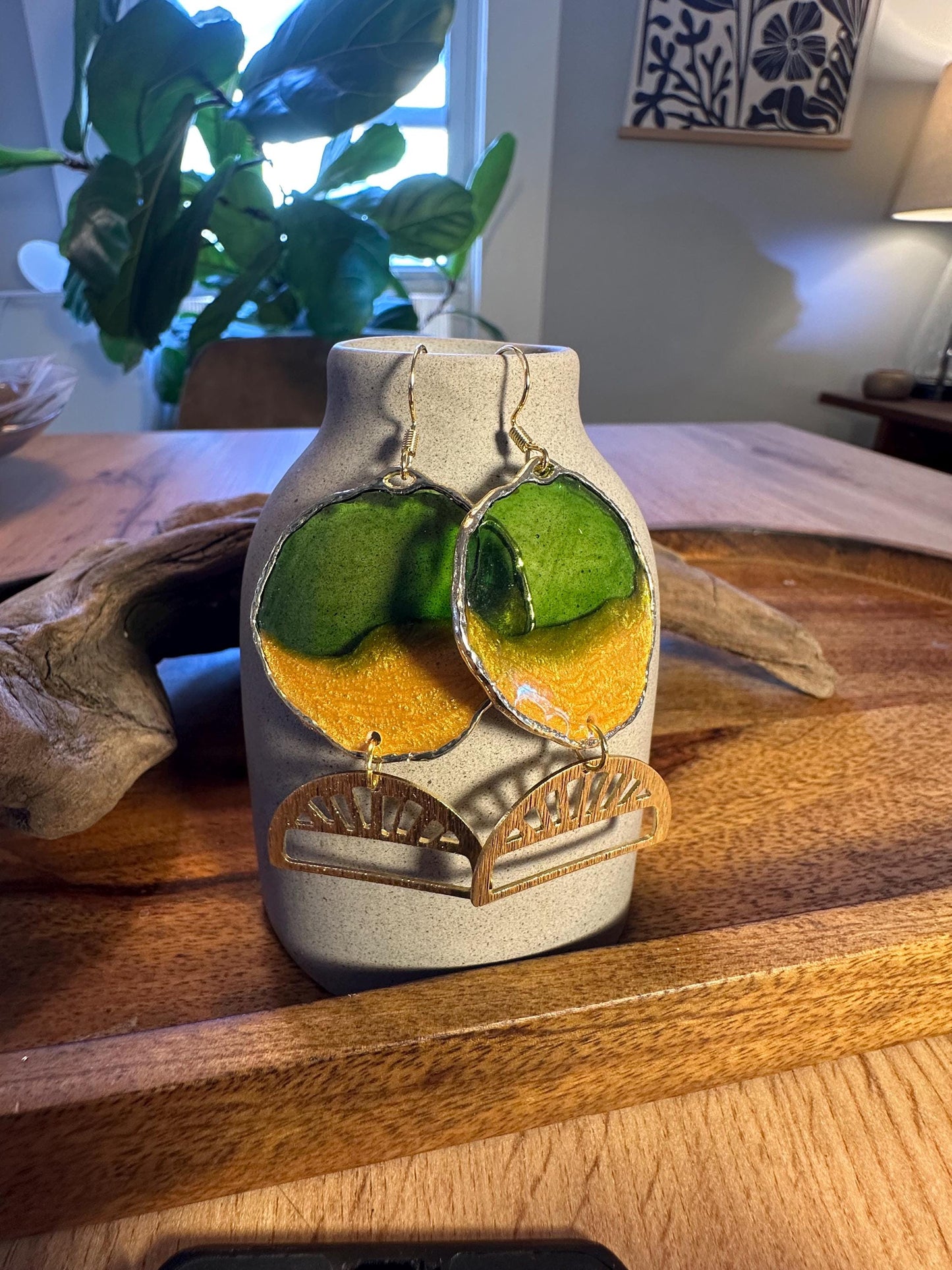 Resin and beaded earrings