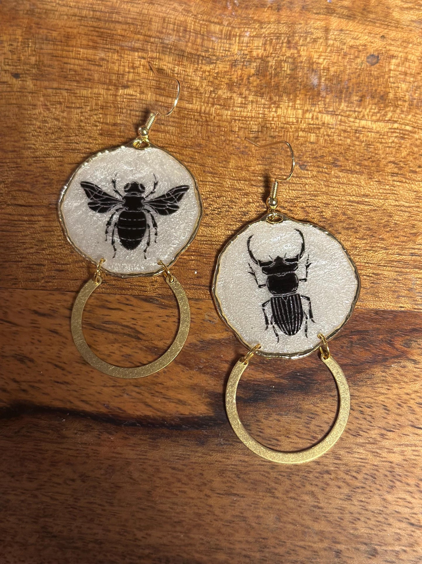 Resin and beaded earrings
