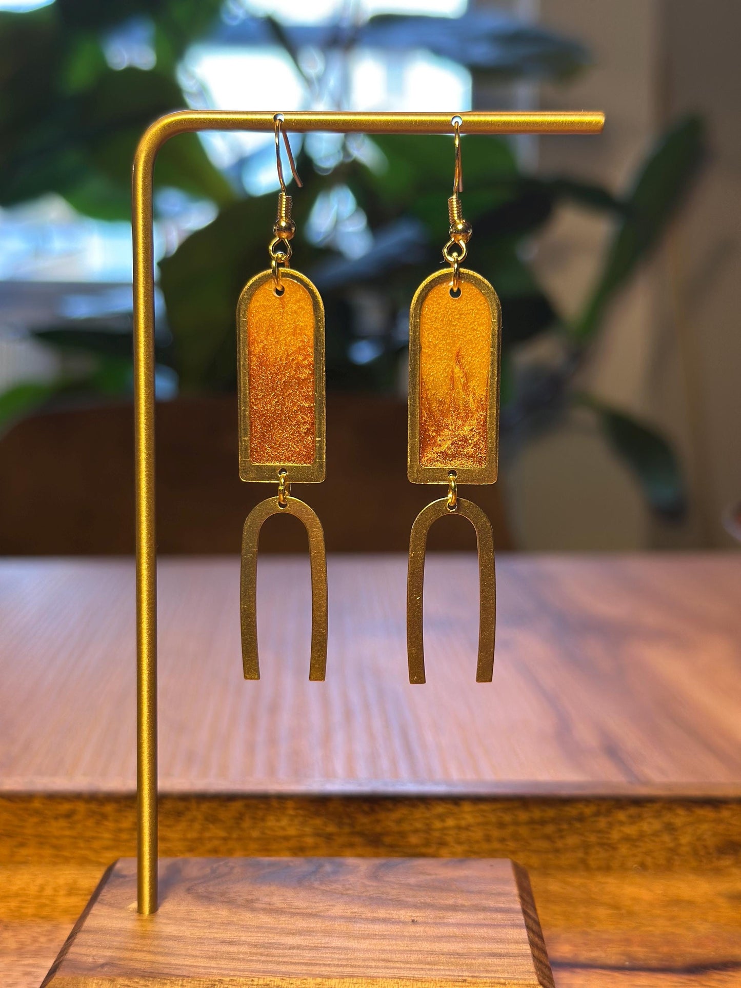 Resin and beaded earrings
