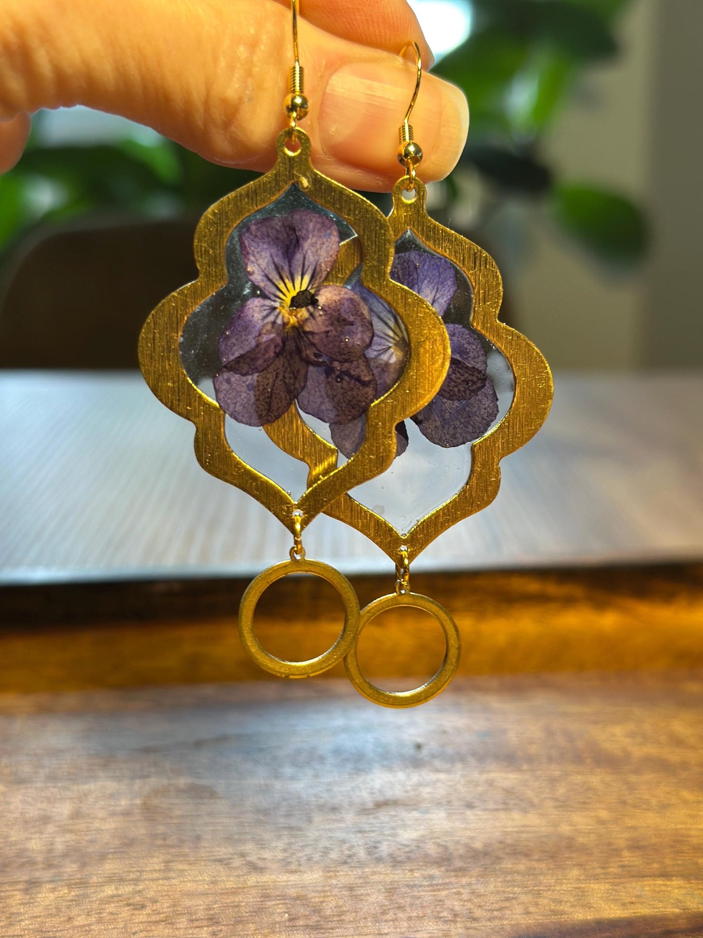 Resin and pressed flower earrings