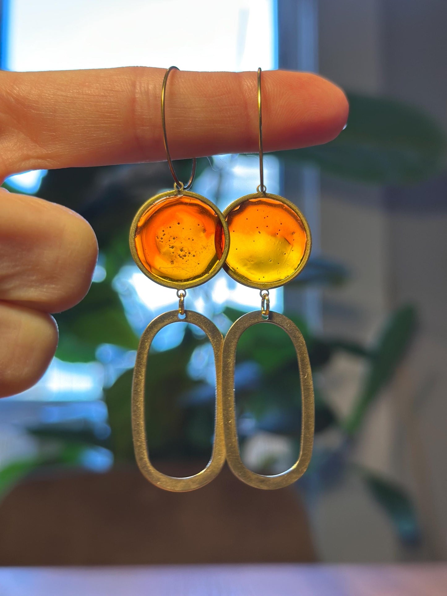 Resin and beaded earrings