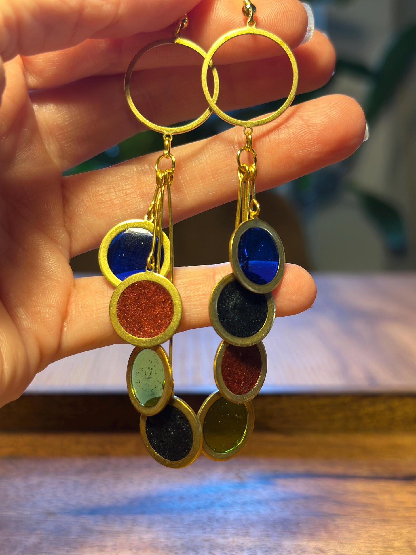 Resin and beaded earrings