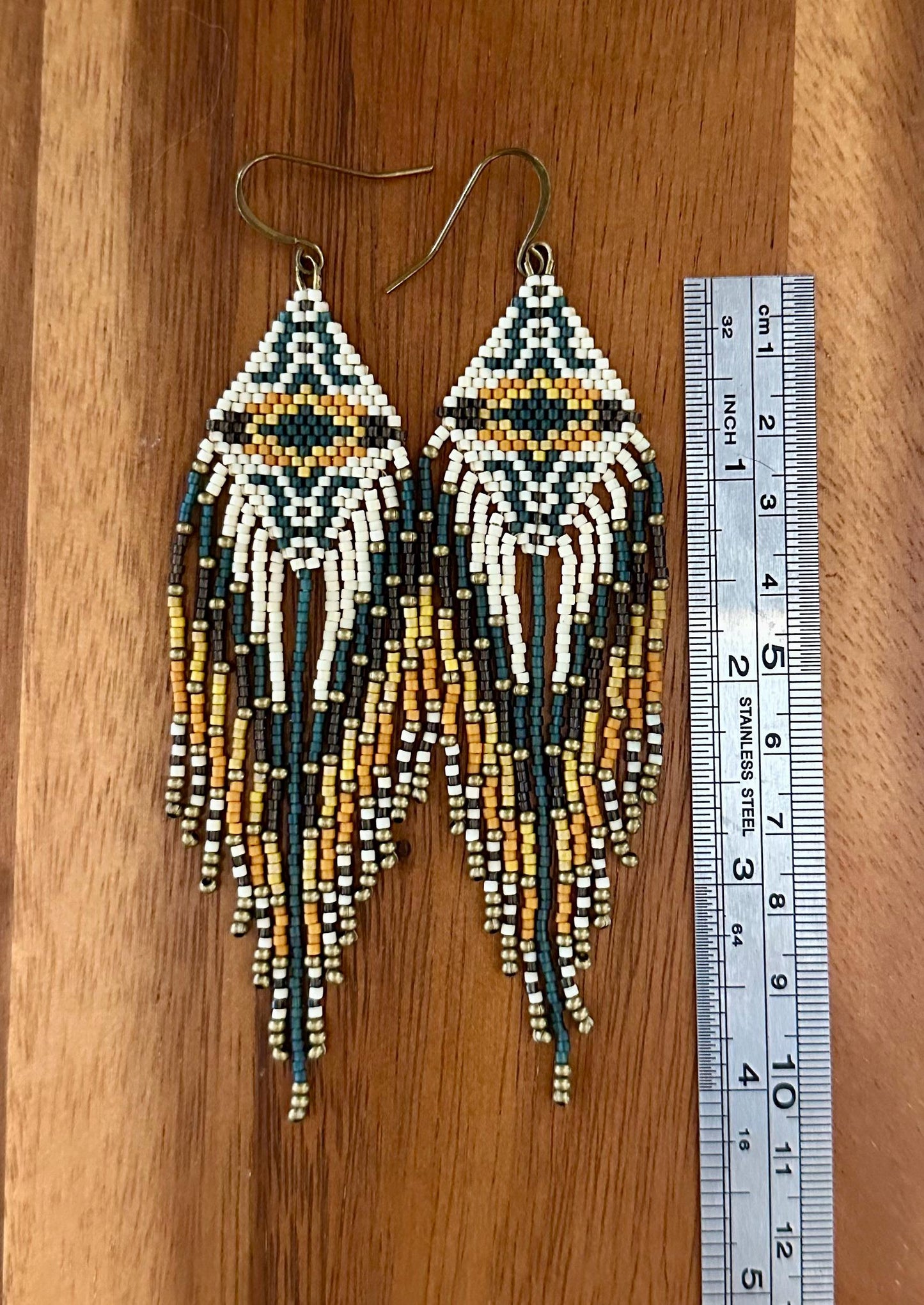 Hand-Beaded Fringe Earrings