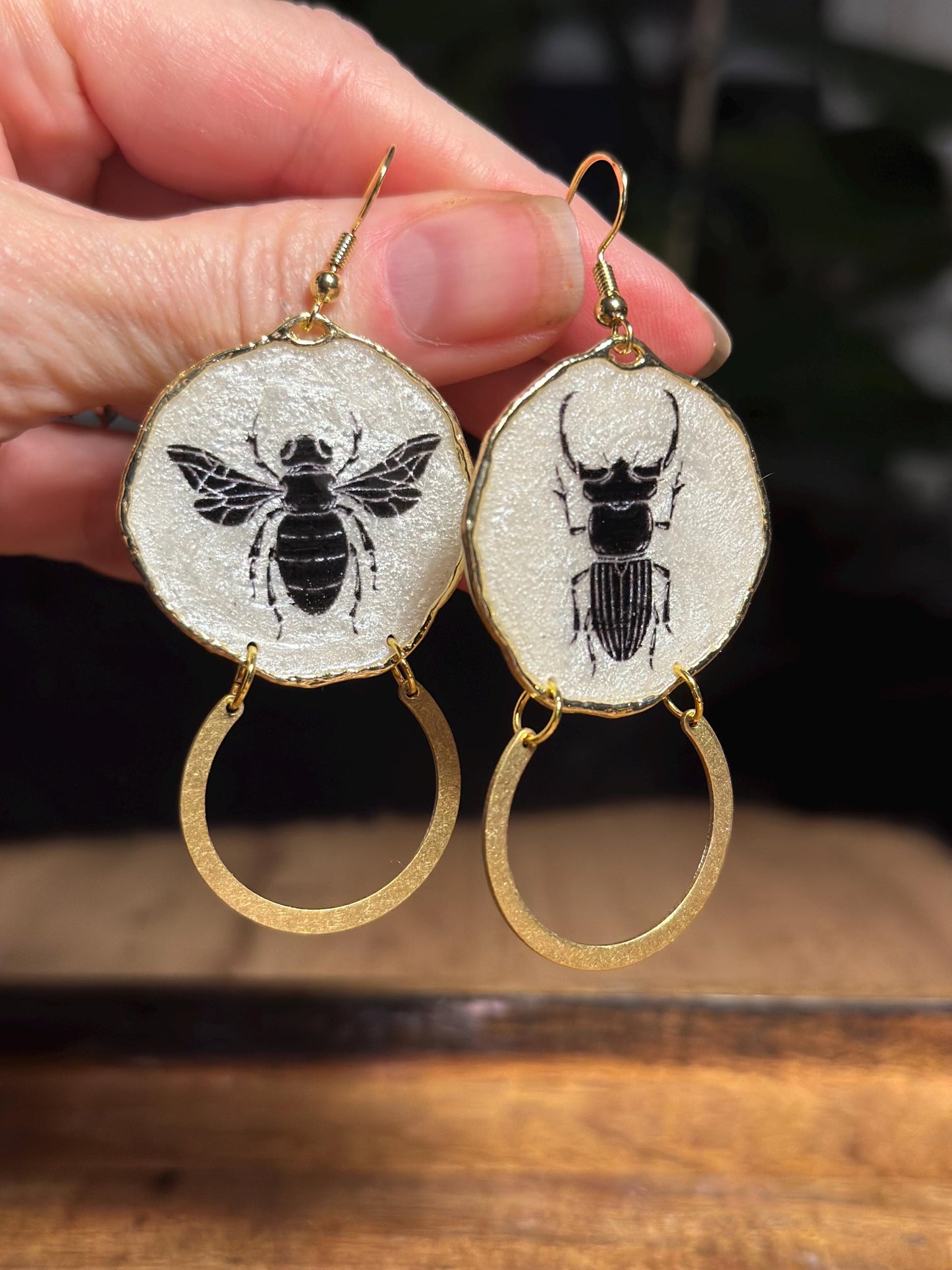 Resin and beaded earrings