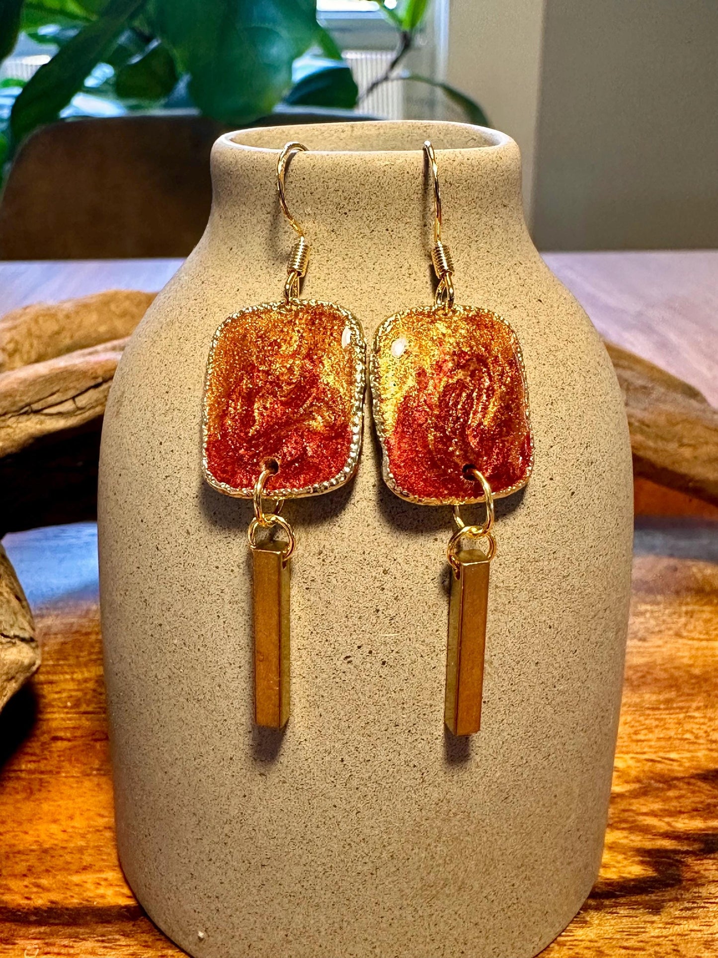 Resin and beaded earrings