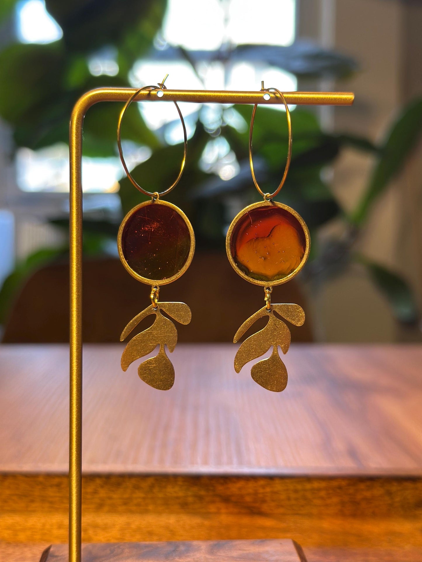 Resin and beaded earrings