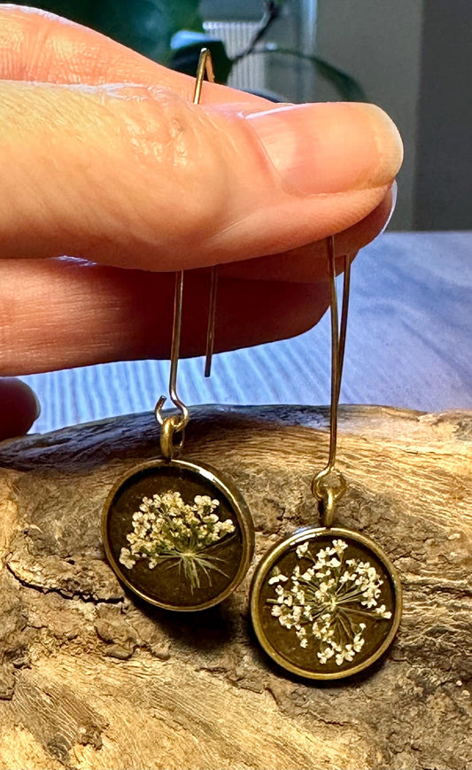Resin and pressed flower earrings