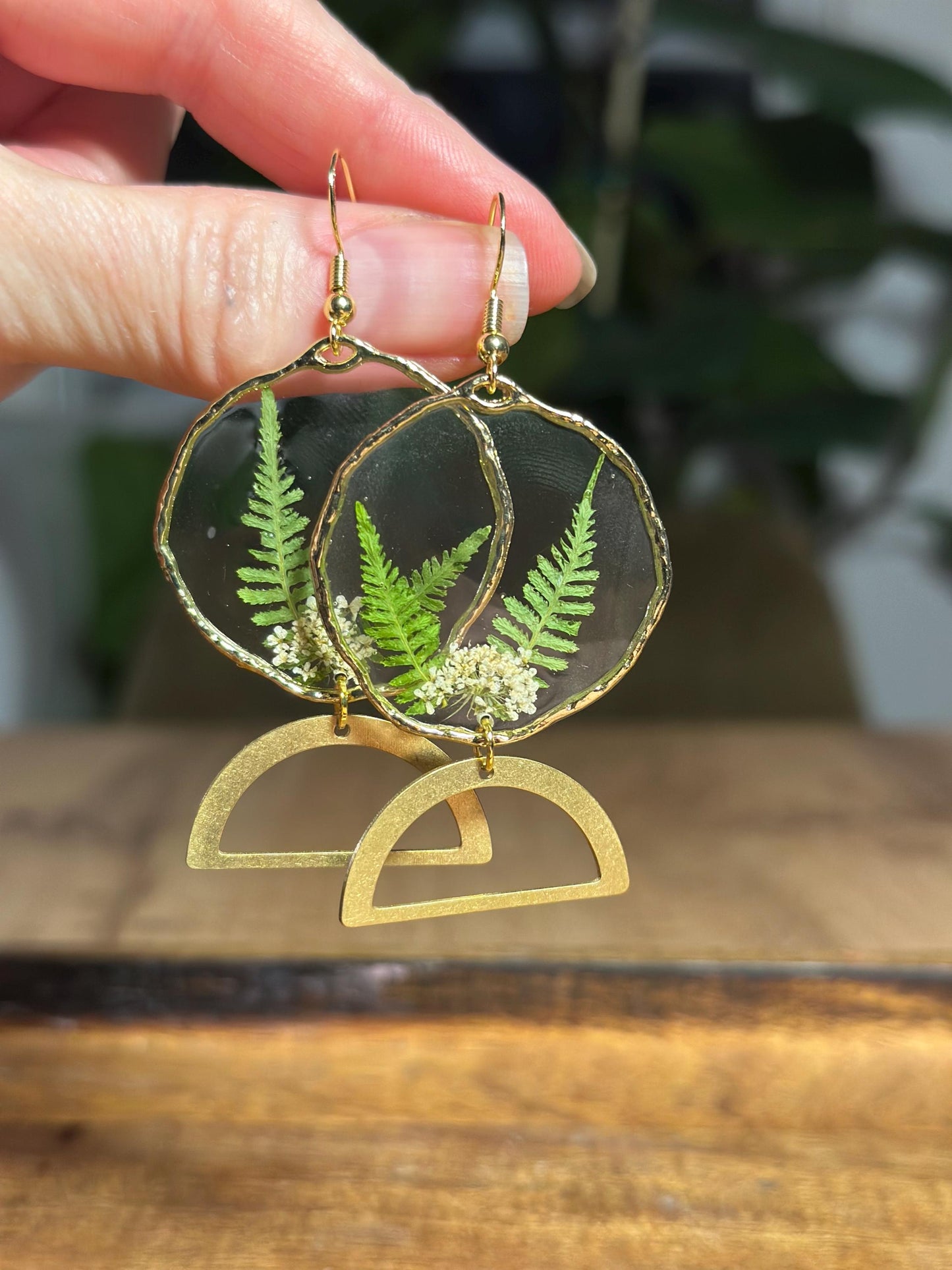 Resin and pressed flower earrings